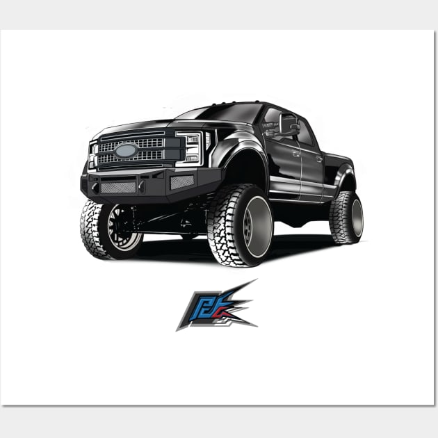 ford f250 hd truck black Wall Art by naquash